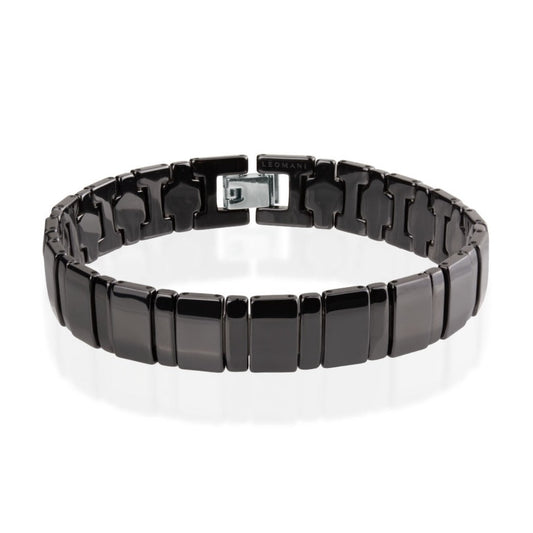 Bonard bracelet for Him, a sleek black ceramic wrist piece with a stainless steel clasp. Durable and adjustable for a comfortable fit.