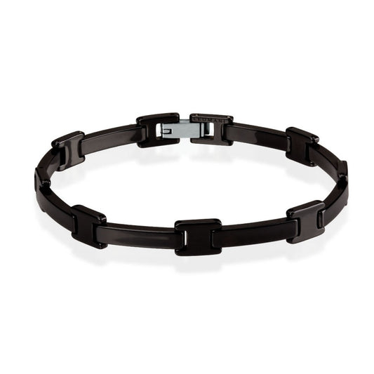 Cody bracelet for Him, a black ceramic accessory with a silver clasp. Lightweight and adjustable, exuding timeless style for men.