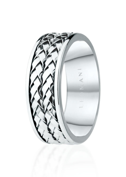 Men's ring Louw, a silver braided design in premium stainless steel. A durable and timeless accessory from Men In Style.