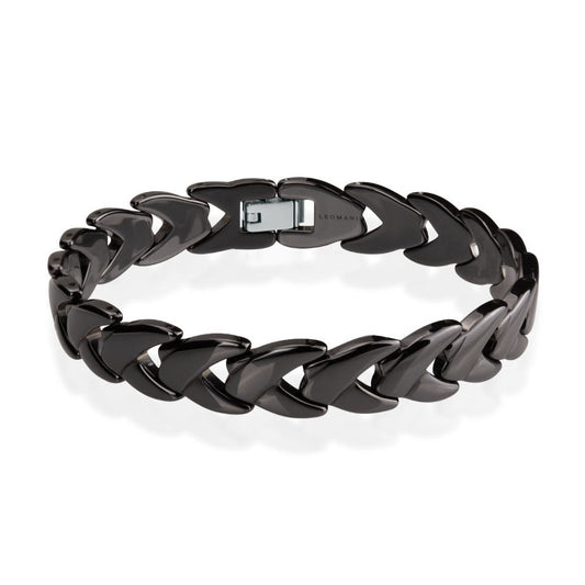 Rocco bracelet for Him, a black ceramic accessory with a stainless steel clasp, exudes sophistication and masculinity.