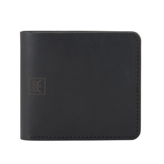 Genuine Leather Wallet - Black, featuring a compact design with 6 card pockets, 2 slip pockets, and a larger cash section. Hand-crafted in Europe, this wallet exudes sophistication and functionality.