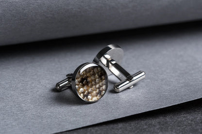 Cufflinks - Round - Black Spotted Trout Leather