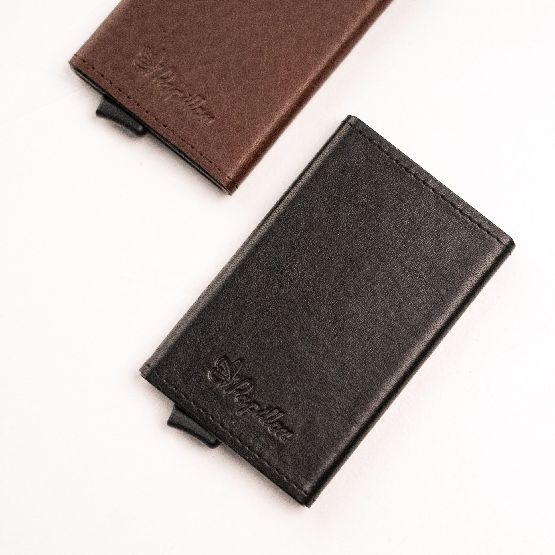 Card Holder (6 Cards) - Genuine leather and aluminum RFID/NFC blocking wallet. Sleek design with easy card access and durable craftsmanship. From Men In Style.