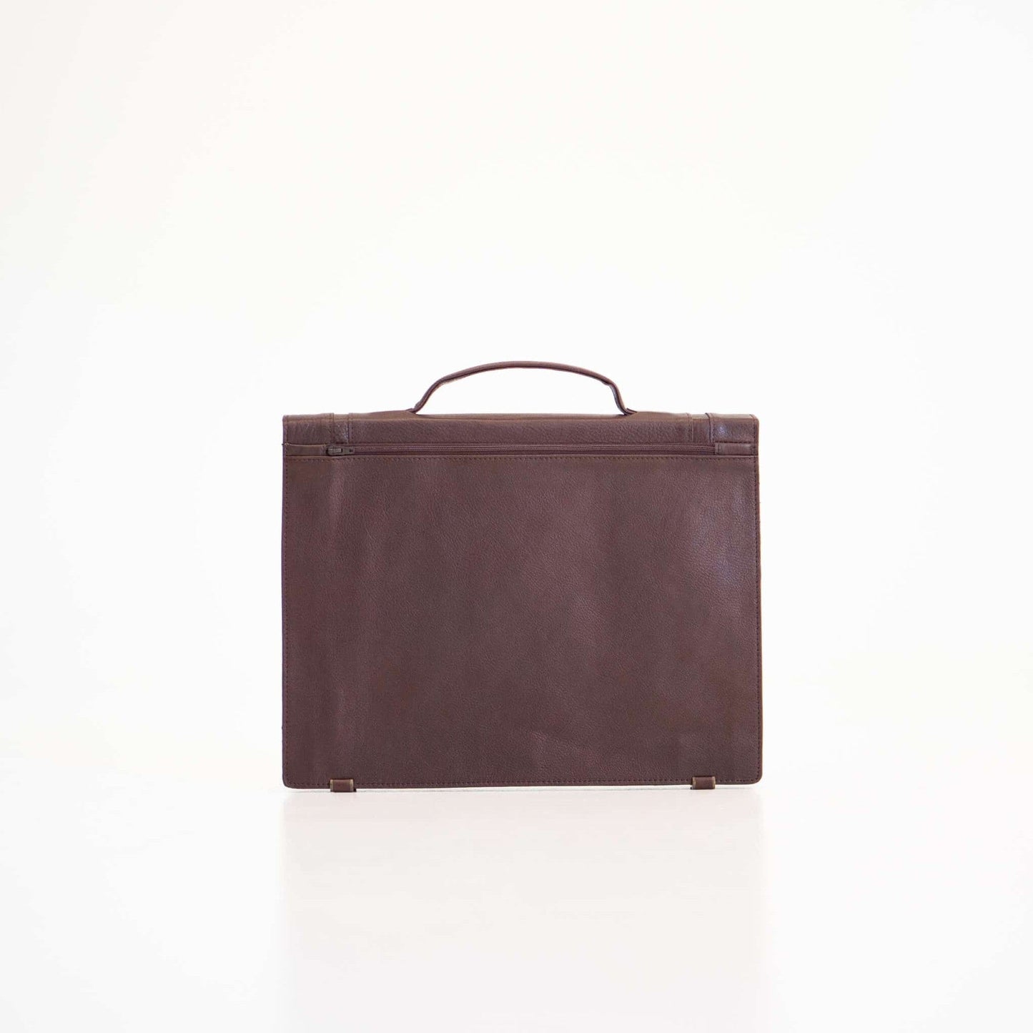 Genuine Leather Briefcase - 1 Compartment - Dark Brown with handle, showcasing premium leather craftsmanship, ideal for professional use.