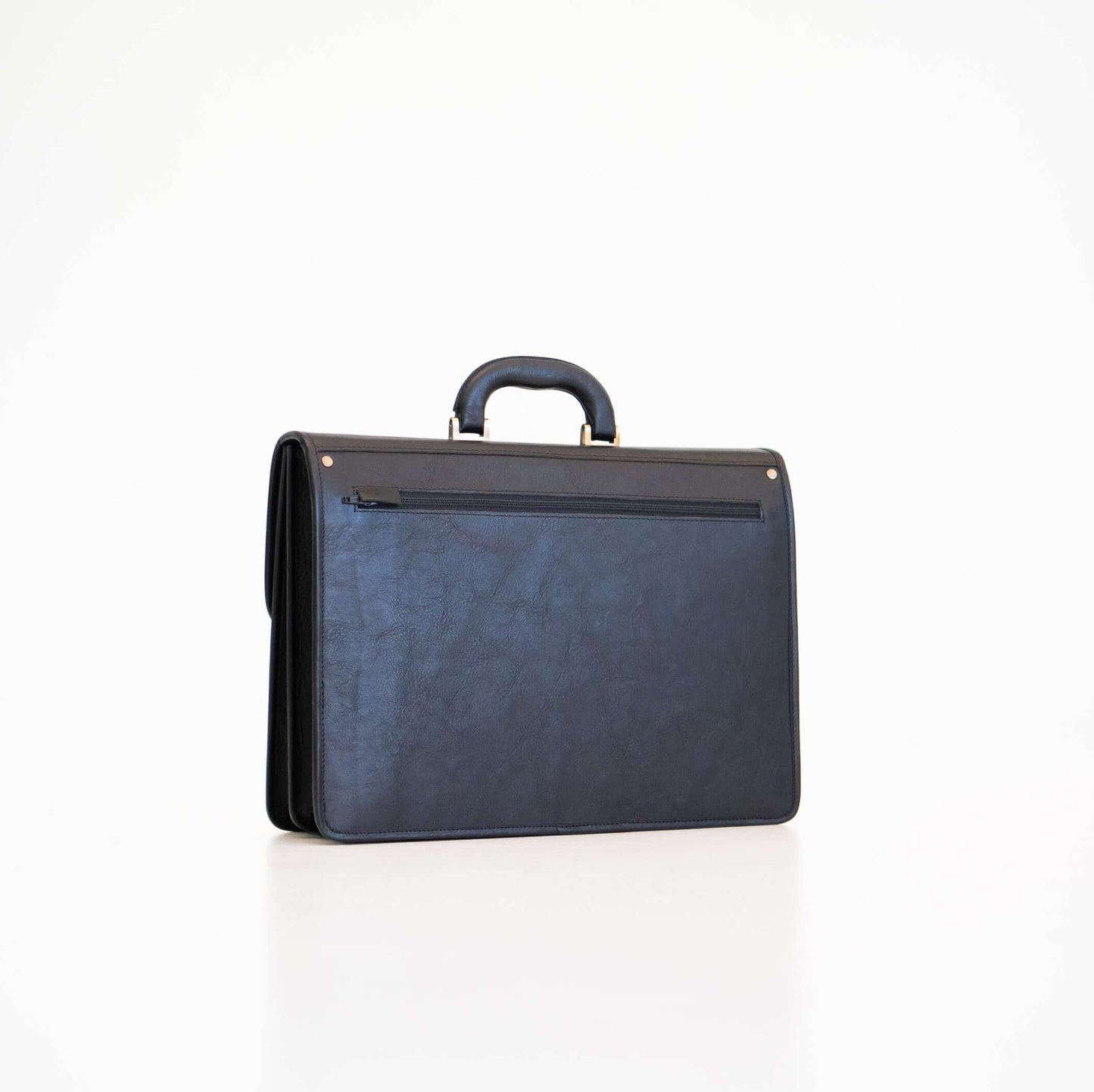 Genuine Leather Briefcase - 2 Compartments - Black