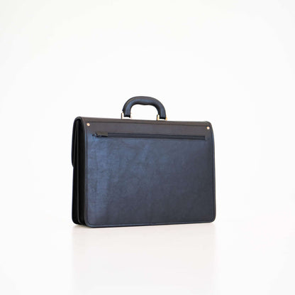 Genuine Leather Briefcase - 2 Compartments - Black