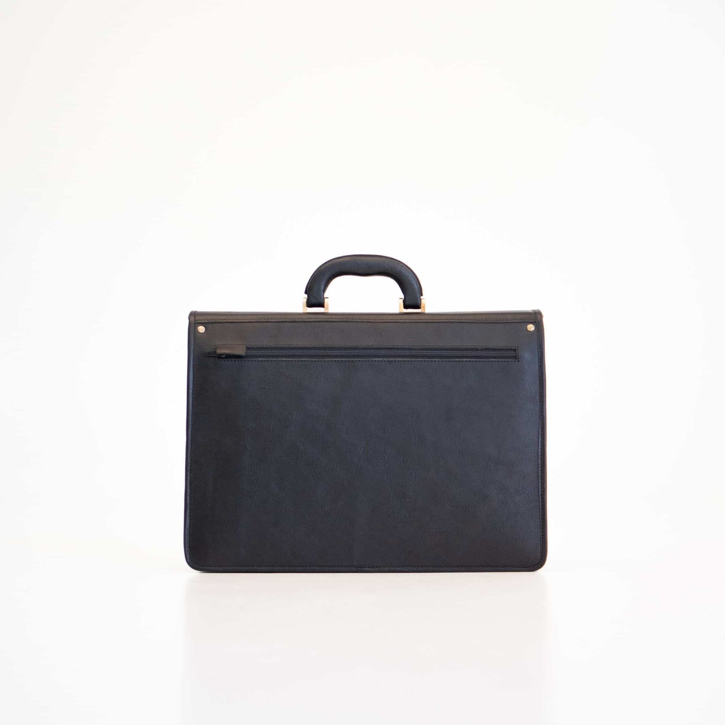 Genuine Leather Briefcase - 2 Compartments - Black