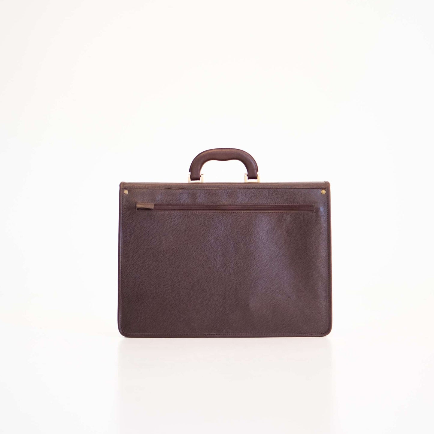 Genuine Leather Briefcase - 2 Compartments - Dark Brown