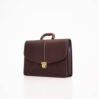 Genuine Leather Briefcase with 2 Compartments - Dark Brown. Elevate your professional style with this timeless and sophisticated accessory. Crafted from high-quality leather for durability and a polished look. Perfect for office, meetings, and professional events.