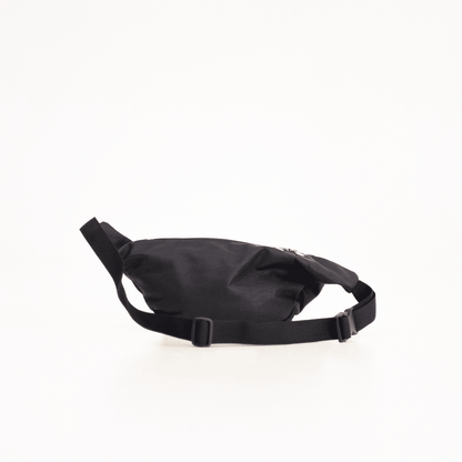 Leather Bum Bag - Black: A versatile accessory with large and small zippered pockets for secure storage. Adjustable strap for a comfortable fit.