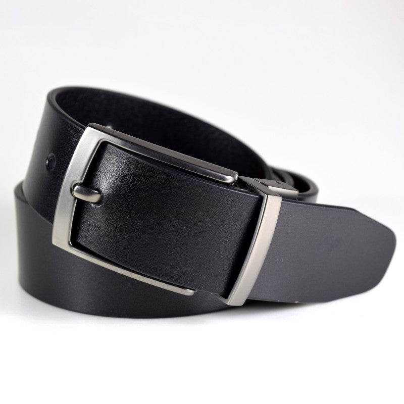 Men's Leather Belt - Brushed Black Nickel Buckle