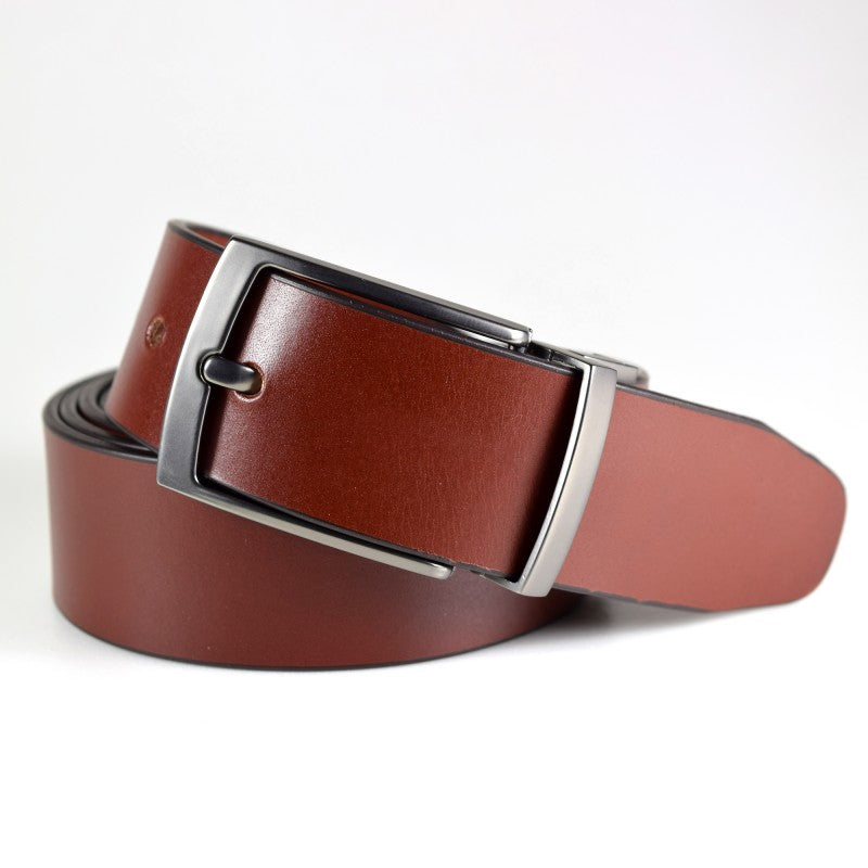 Men's Leather Belt - Brushed Black Nickel Buckle