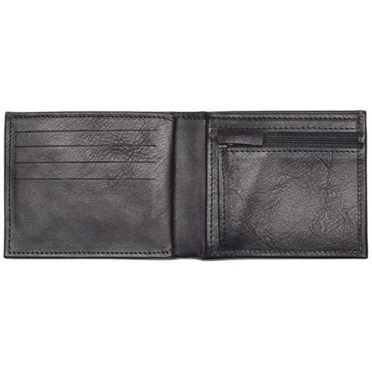 Men's Leather Wallet - With Coin Zipper. Natural leather wallet made in Europe. 10 card slots, coin pocket with zipper, 2 cash compartments.