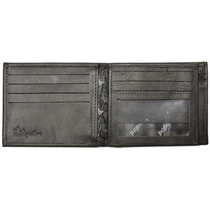 Men's Leather Wallet - With Coin Zipper, featuring 10 card slots, 2 cash compartments, and a clear pocket. Made from natural leather in Europe.