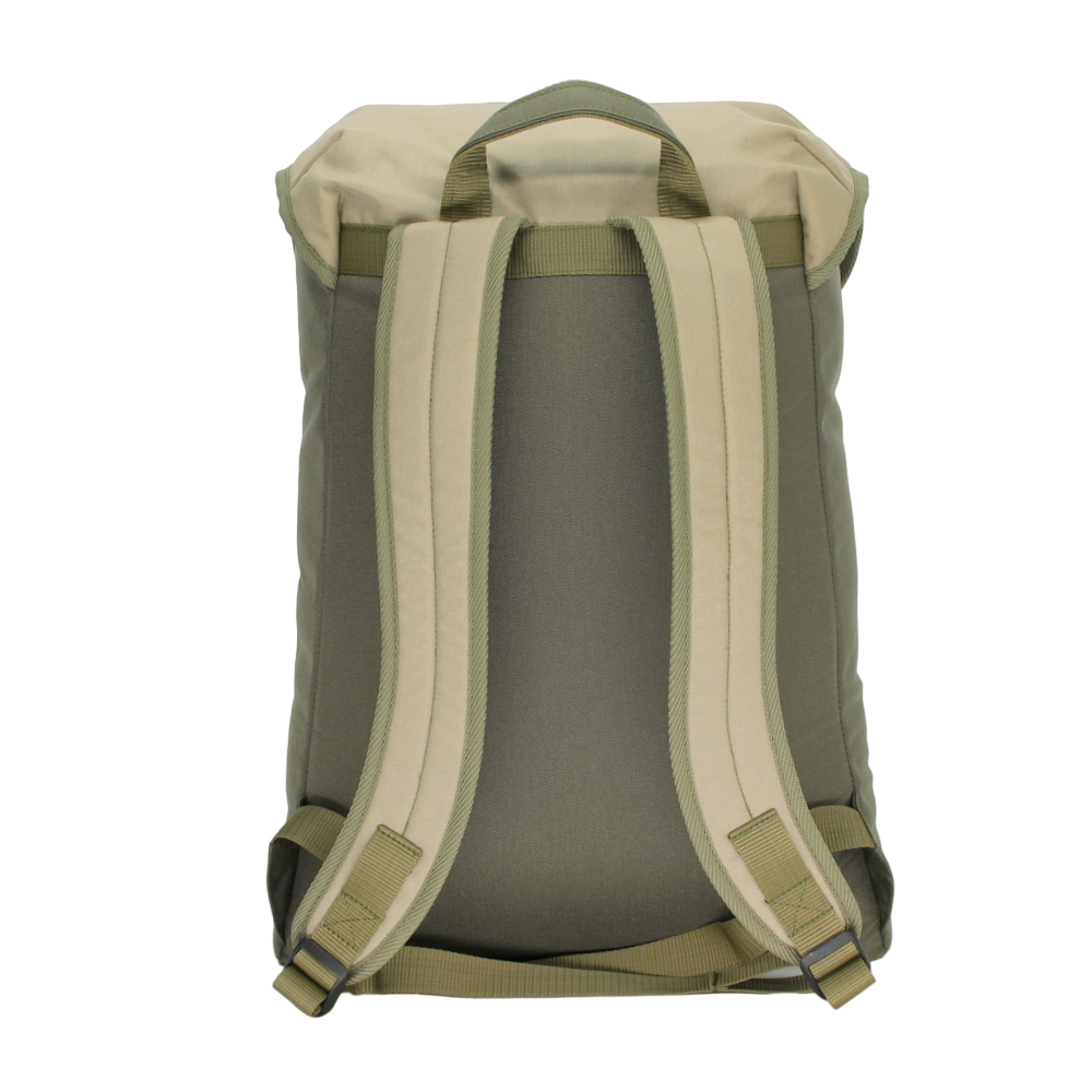 A durable and waterproof 18L backpack in khaki & beige. Crafted with Cordura material, it offers ample storage and organization for your daily adventures. Perfect for laptops up to 17 inches and includes a pocket for a water bottle. Handcrafted in Europe with meticulous attention to detail.