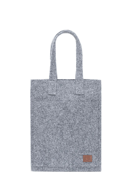 Tote Bag - Grey: A sustainable, weatherproof tote made from recycled PET felt. Spacious design with a laptop pocket. Handmade in Europe.