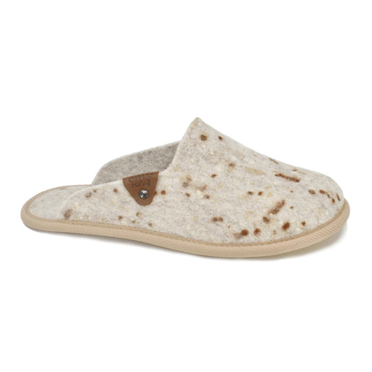 Natural felt slippers Pelsi - Beige with Dots