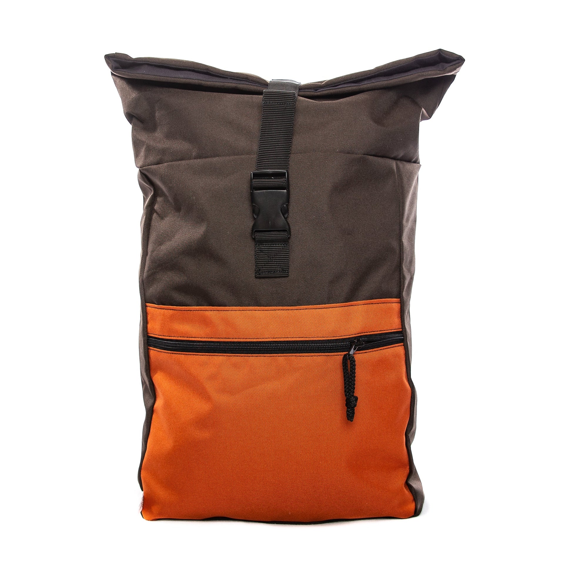 Waterproof Backpack - Brown/Orange: A spacious bag with multiple compartments, adjustable straps, and water-resistant fabric for secure and comfortable storage of your essentials.