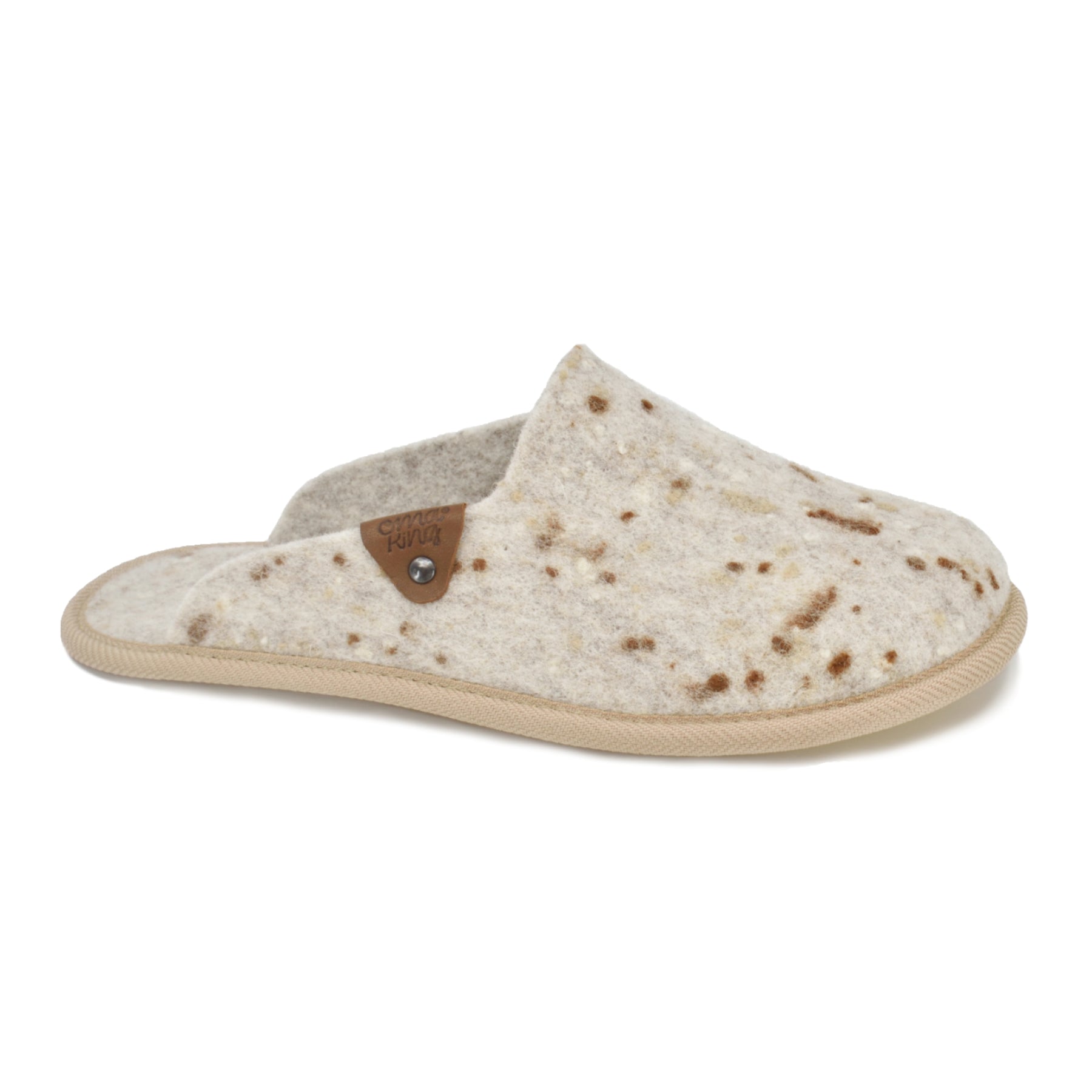 Natural felt slippers Pelsi - Beige with Dots