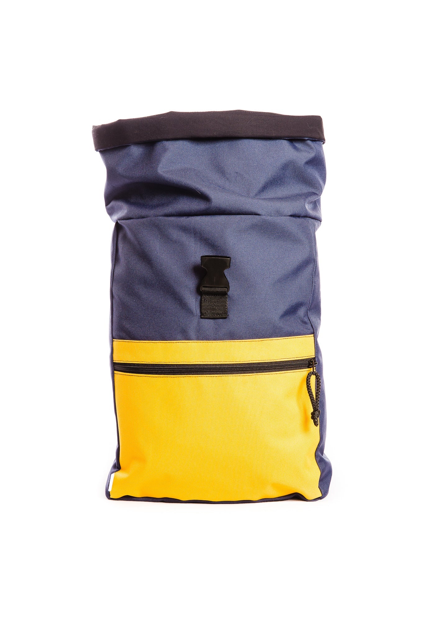 A waterproof backpack with blue and yellow accents, perfect for an active lifestyle. Features multiple compartments, adjustable straps, and water-resistant fabric. Ideal for travel or everyday use. Available in medium and large sizes.