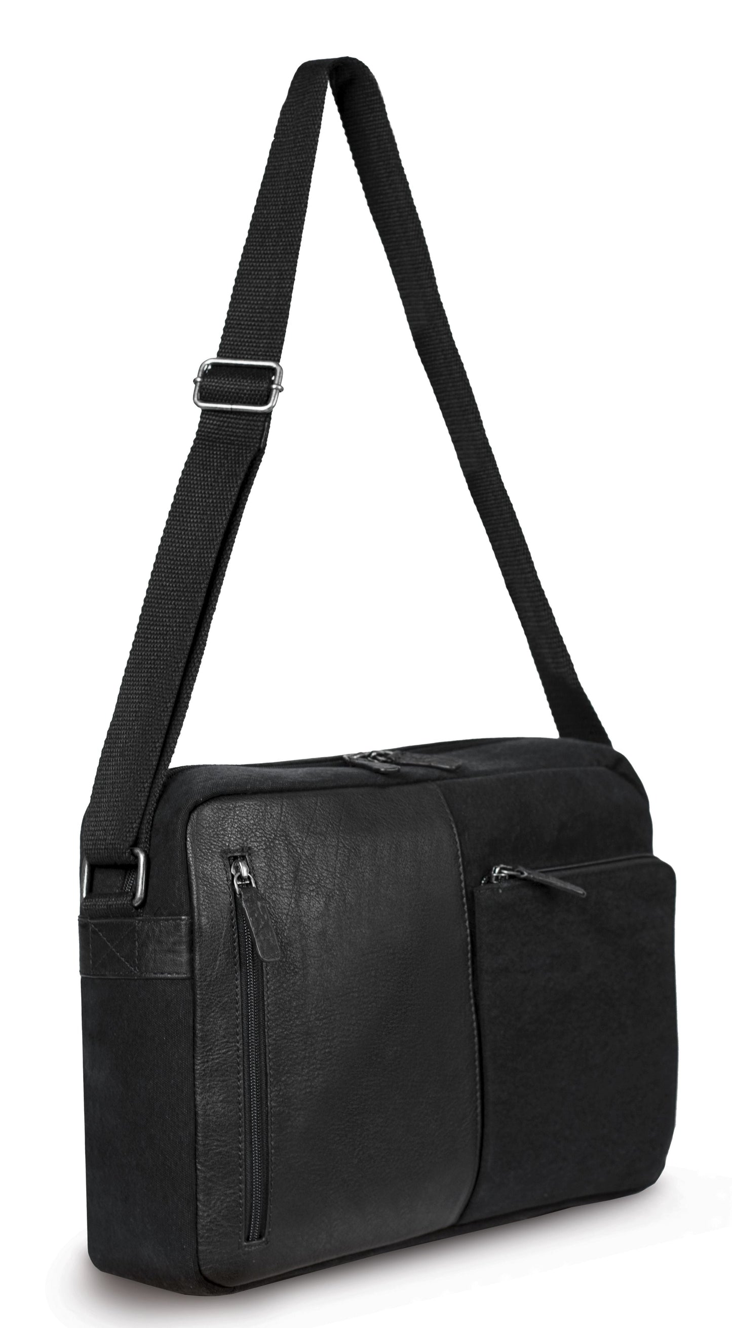 K0022AB | Messenger - Canvas/Genuine Leather Col. Black-1