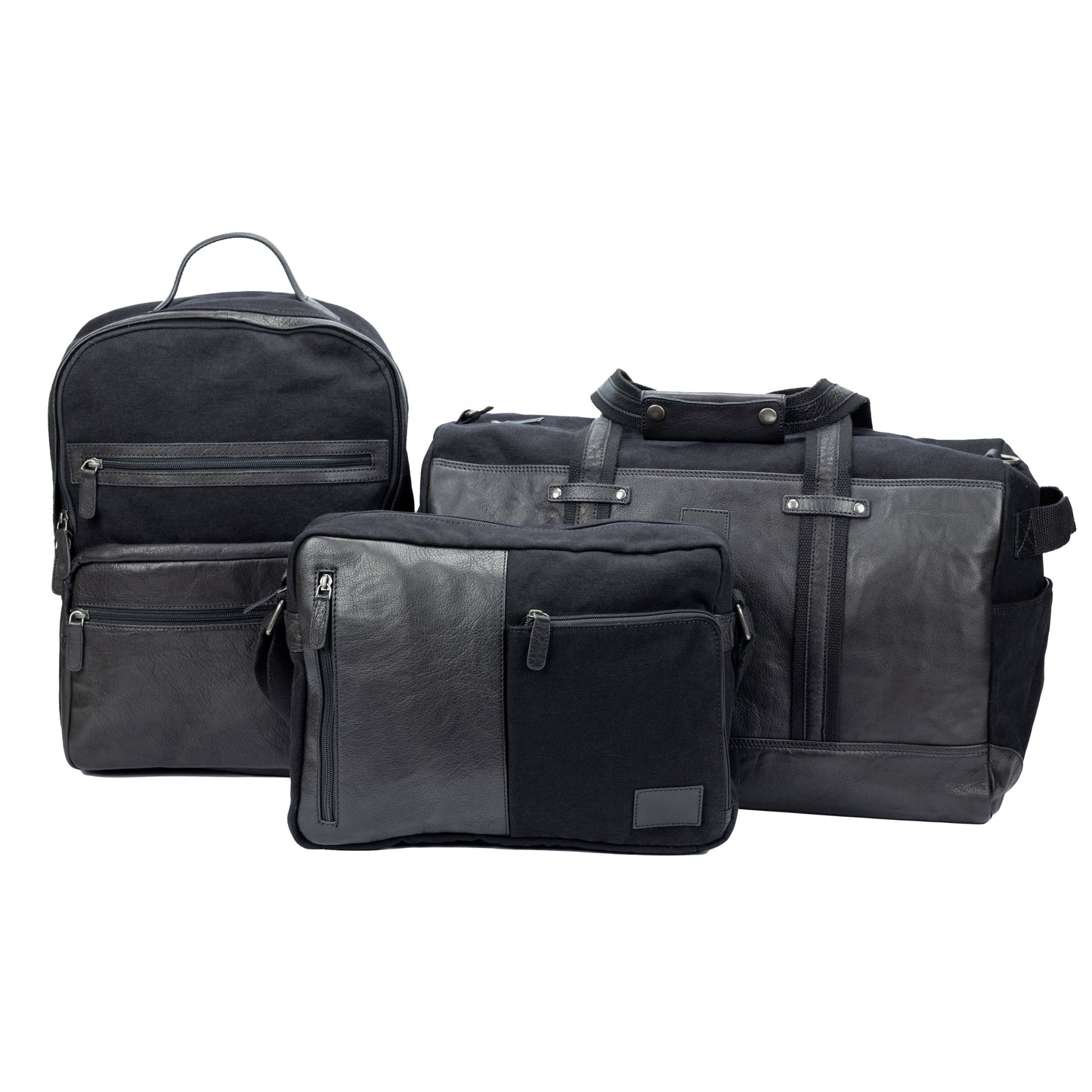 K0024AB | Travel Bag - Canvas/Genuine Leather Col. Black-4